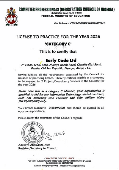 Early Code Institute CPN Licence Document